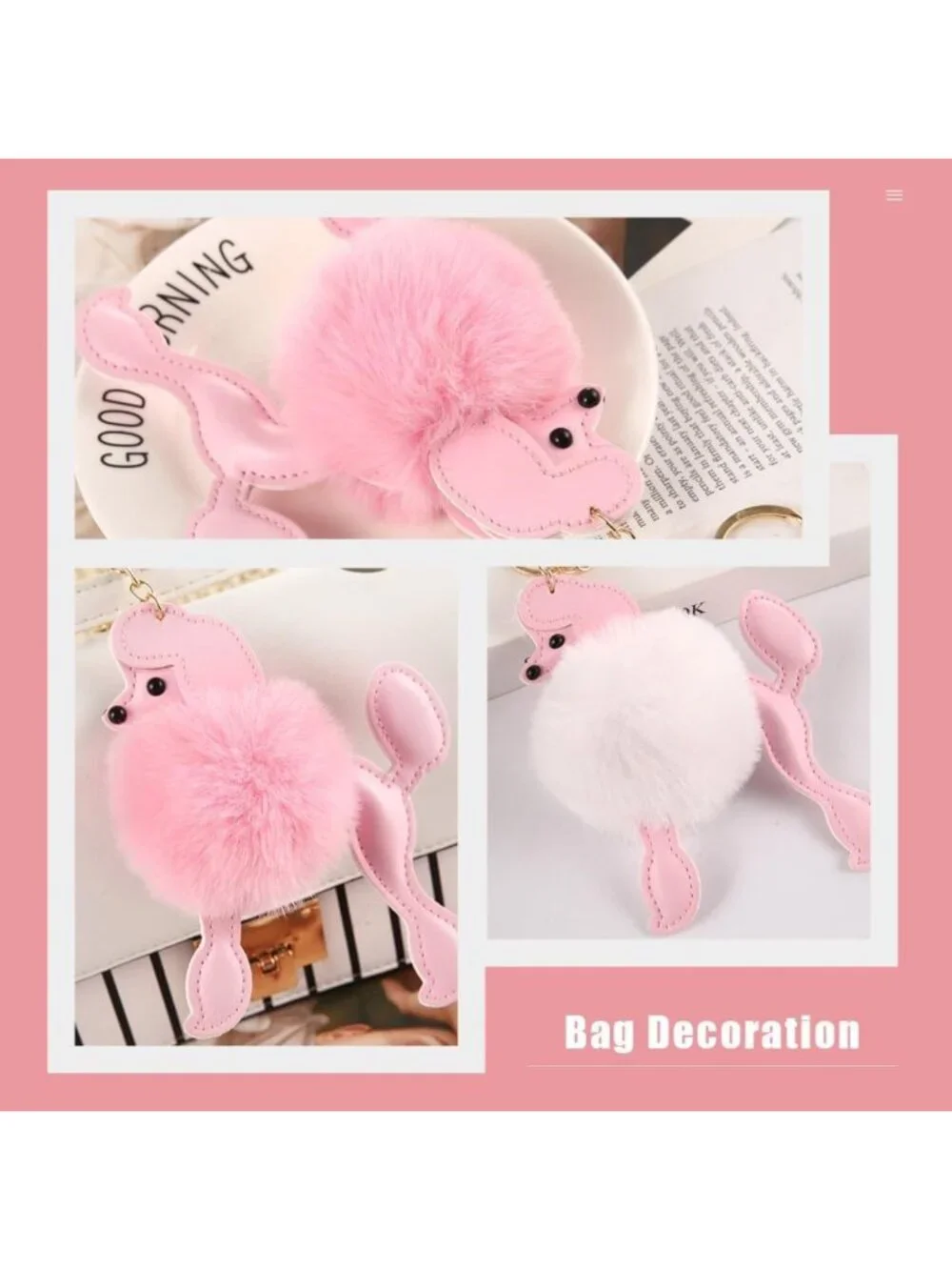 Cute Plush Poodle Keychain Multi-Pack - Cartoon Puppy Bag Decor & Gift Idea